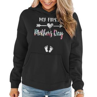 Womens My First Mothers Day Pregnancy Announcement Mom To Be 2021 Women Hoodie - Thegiftio UK