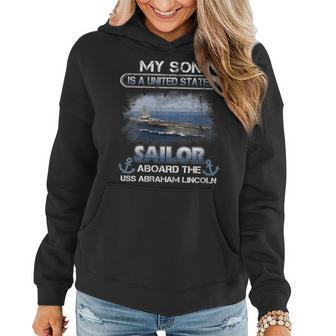 Womens My Son Is A Sailor Aboard The Uss Abraham Lincoln Sailor Women Hoodie - Seseable