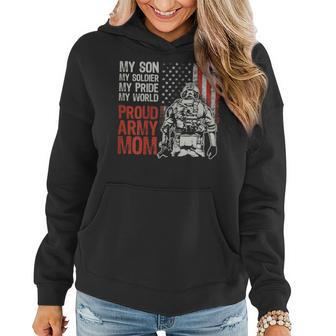 Womens My Son My Soldier Hero Proud Army Mom Us Military Mother Women Hoodie - Seseable