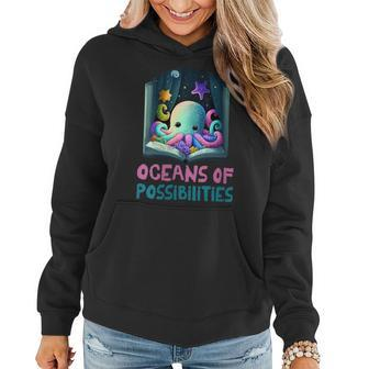 Womens Oceans Of Possibilities Summer Reading 2023 Kawaii Octopus Women Hoodie | Mazezy