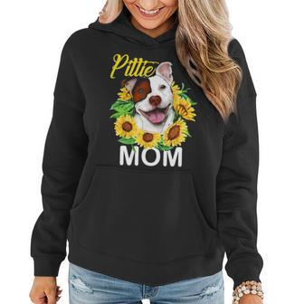 Womens Pitbull Pittie Mom Sunflower Mothers Day Gift Women Hoodie - Seseable