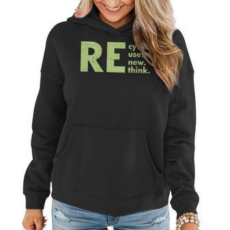 Womens Recycle Reuse Renew Rethink Crisis Environmental Activism Women Hoodie | Mazezy UK