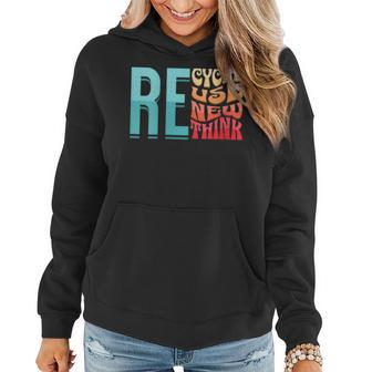 Womens Recycle Reuse Renew Rethink Vintage Environmental Activism Women Hoodie | Mazezy