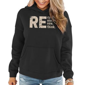 Womens Recycles Reuse Renew Rethink Crisis Environmental Activism Women Hoodie | Mazezy UK