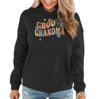 Womens Retro Groovy Grandma Flower Power Hippie Family Groovy Vibes Women Hoodie | Mazezy