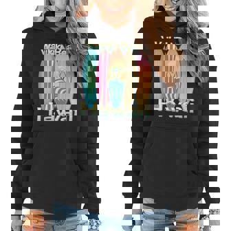 Womens Retro Hawaii Waikiki Beach Hawaiian Islands Surf Women Hoodie | Mazezy