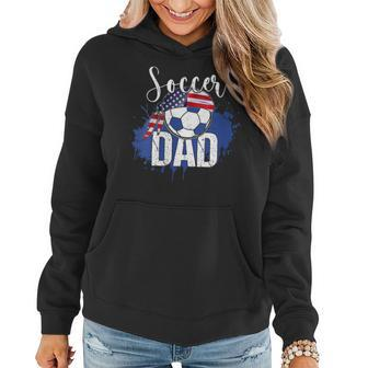 Womens Soccer Dad Sport Lover American Flag Fathers Day Women Hoodie - Thegiftio