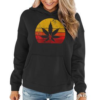 Womens Sun Vintage Marijuana Weed Cannabis Leaf Retro Doobies Cool Women Hoodie | Mazezy DE