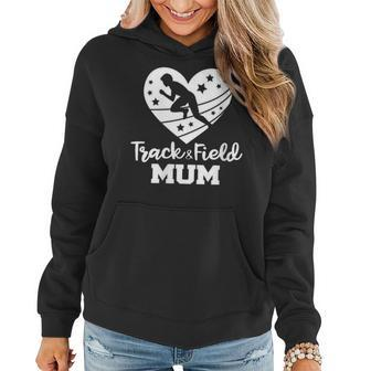 Womens Track And Field Mum Heart Funny Track And Field Athlete Women Hoodie | Mazezy
