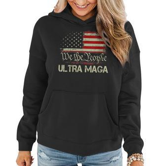 Womens Ultra Maga Funny Anti Biden Us Flag Pro Trump Trendy Women Hoodie | Mazezy DE