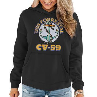 Womens Vintage Anchor Navy Aircraft Carrier Uss Forrestal Women Hoodie - Seseable