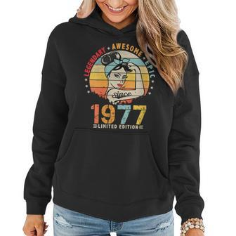 Womens Vintage Legendary Awesome Epic Since 1977 Retro Birthday Women Hoodie - Seseable