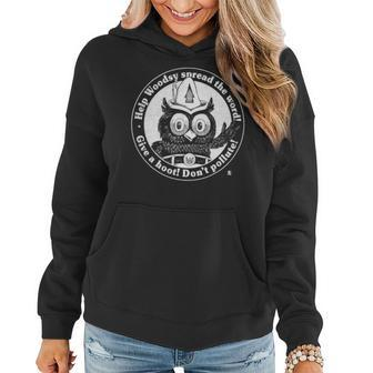 Woodsy Owl Give A Hoot Distressed And Faded Retro Women Hoodie - Seseable
