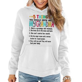 5 Things You Should Know About My Grandma Halloween Gifts V2 Women Hoodie Graphic Print Hooded Sweatshirt - Thegiftio UK