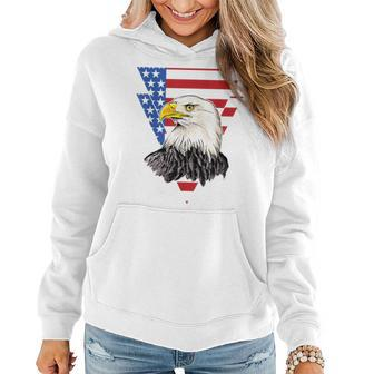 American Eagle With Stars And Stripes Us Flag Graphic Women Hoodie - Seseable