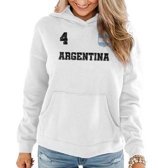 Argentina Jersey Number Four Argentinian Futebol Soccer Women Hoodie Graphic Print Hooded Sweatshirt - Thegiftio UK