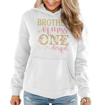 Brother Of Little Miss Onederful Birthday 1St Family Party Women Hoodie - Seseable