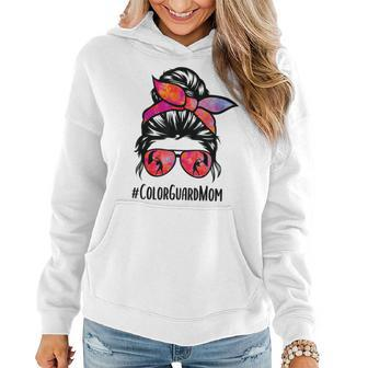 Color Guard Mom Messy Bun Marching Band School Mommy Mother Women Hoodie - Thegiftio