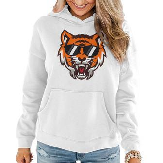 Cool Growling Mouth Open Bengal Tiger With Sunglasses Women Hoodie | Mazezy UK