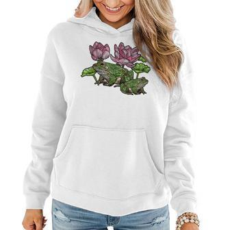 Cottagecore Aesthetic Embroidery Frogs Butterfly Frog Lover Women Hoodie | Mazezy