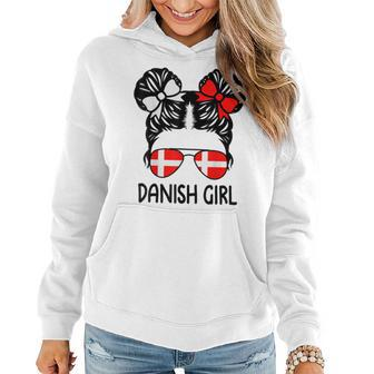 Danish Girl Messy Hair Denmark Pride Patriotic Womens Kids Women Hoodie | Mazezy