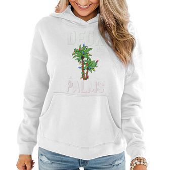 Deck The Palms Tropical Hawaii Christmas Palm Tree Lights Women Hoodie Graphic Print Hooded Sweatshirt - Thegiftio UK
