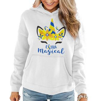 Down Syndrome Awareness Unicorn Girl Mom Extra Magical Women Hoodie | Mazezy