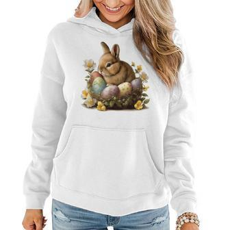 Easter Bunny Rabbit Women - Happy Bunny Flower Graphic Girl Women Hoodie | Mazezy