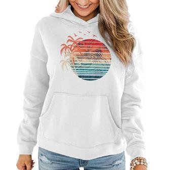 Exotic Flowers Coconut Palm Trees Retro Tropical Summer Women Hoodie - Seseable