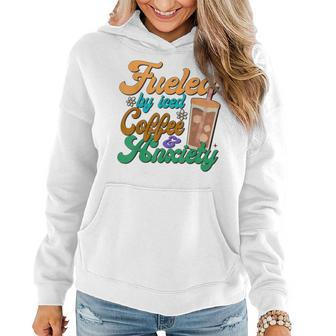 Fueled By Iced Coffee And Anxiety Funny Iced Coffee Lover Women Hoodie | Mazezy