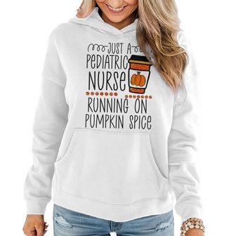 Funny Halloween Fall Pumpkin Spice Pediatric Nurse Rn Women Hoodie Graphic Print Hooded Sweatshirt - Thegiftio UK