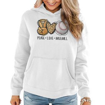 Funny Peace Love Baseball Mom Leopard Print Cheetah Pattern Gift For Womens Women Hoodie | Mazezy