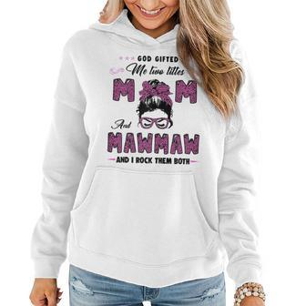 God Gifted Me Two Titles Mom Mawmaw Leopard Pink Gift For Womens Women Hoodie | Mazezy