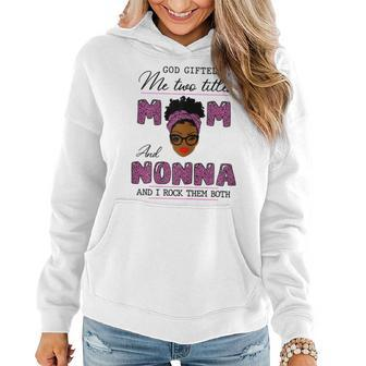 God Gifted Me Two Titles Mom Nonna Leopard Pink Gift For Womens Women Hoodie | Mazezy