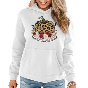 Grateful Thankful Blessed Leopard Love Fall Yall Women Hoodie Graphic Print Hooded Sweatshirt - Thegiftio UK