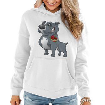 Grey Pitbull I Love Mom Women Hoodie - Monsterry