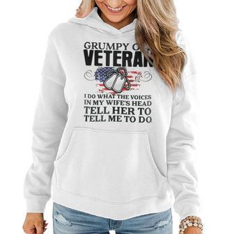 Grumpy Old Veteran I Do What The Voices In My Wifes Head Women Hoodie | Mazezy