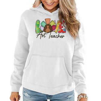 Happy Hallothanksmas Art Teacher Love Thanksgiving Women Hoodie Graphic Print Hooded Sweatshirt - Thegiftio UK