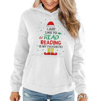 I Just Like To Read Reading Book Lover Librarian Christmas Women Hoodie Graphic Print Hooded Sweatshirt - Thegiftio UK