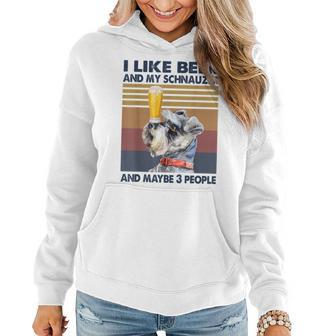 I Like Beer And My Schnauzer And Maybe 3 People Retro Style Women Hoodie - Seseable