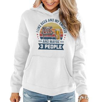 I Like Beer And My Smoker And Maybe 3 People Wine Vintage Women Hoodie | Mazezy