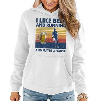 I Like Beer And Running And Maybe 3 People Vintage Women Hoodie - Seseable