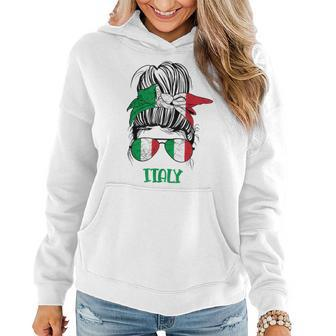 Italian Girl Messy Bun For Girl Italy Flag Women Italia Women Hoodie - Thegiftio UK