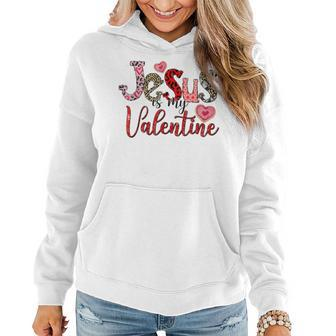 Jesus Is My Valentine Christian Valentines Day Retro Leopard Women Hoodie - Seseable