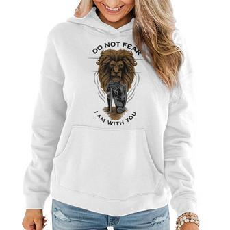 Jesus Is With You Faith Over Fear Christian Scripture Lion Women Hoodie - Seseable