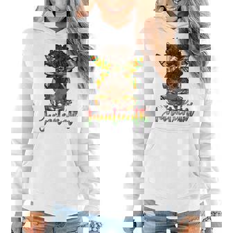 Junenth Black Woman Messy Bun Bandana Matching Man Woman Women Hoodie | Seseable CA