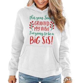 Kids Big Sister Christmas Pregnancy Announcement Santa Women Hoodie | Mazezy