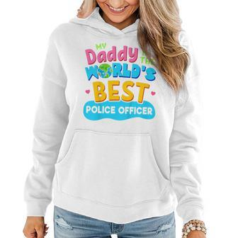 Kids My Best Daddy Dad Police Officer Proud Daughter Son T Women Hoodie | Mazezy