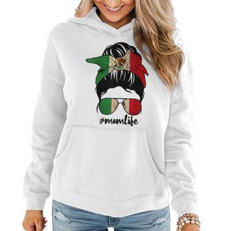 Mexican Mom Messy Bun Mexico Pride Patriotic Mothers Day Women Hoodie | Mazezy
