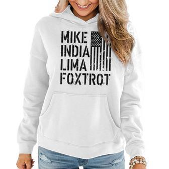Mike India Lima Foxtrot Hot Mom Muscle Mommy American Flag Women Hoodie | Mazezy